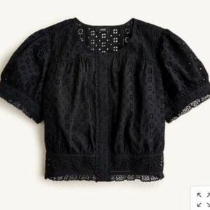J Crew Women's Button-front eyelet crop top size  small black